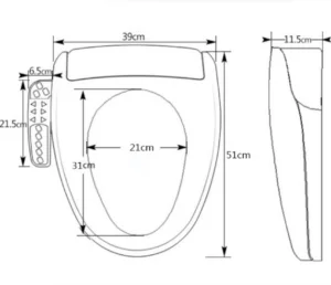 dimensions de lunette de WC japonais